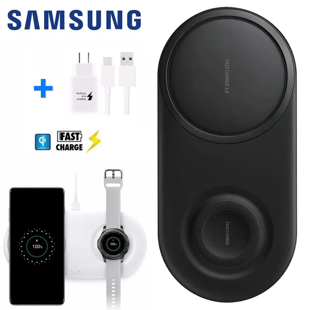 Samsung EP-P5200 2in1 Fast Wireless Charger Duo Pad for Galaxy S9/S10/s20/S21 NOTE 20 ultra Watch S2/3 Watch with travel charger