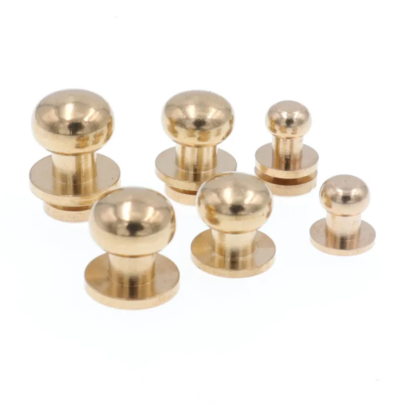 5/6/7/8/9/10mm 100 Pure Solid Brass Belt Screws Rivet Copper Knob
