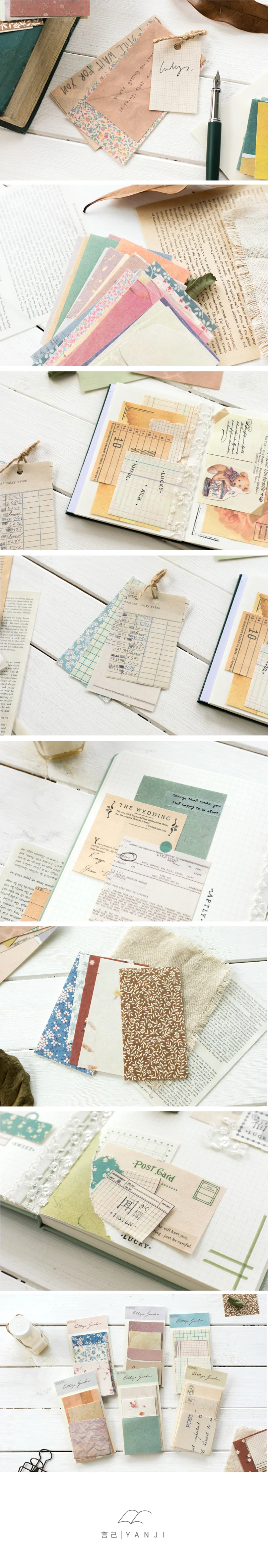 50/60 Sheets Retro Floral Material Paper Decorative Material Paper Journal Scrapbook Planner Kawaii Stationery School Supplies