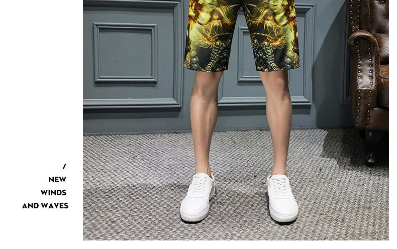 Goud Afdrukken шорты Mannen Toevallige Heren облегающие шорты Уличная одежда Korte Hombre Korte Masculino 5XL-M Zomer Kleding