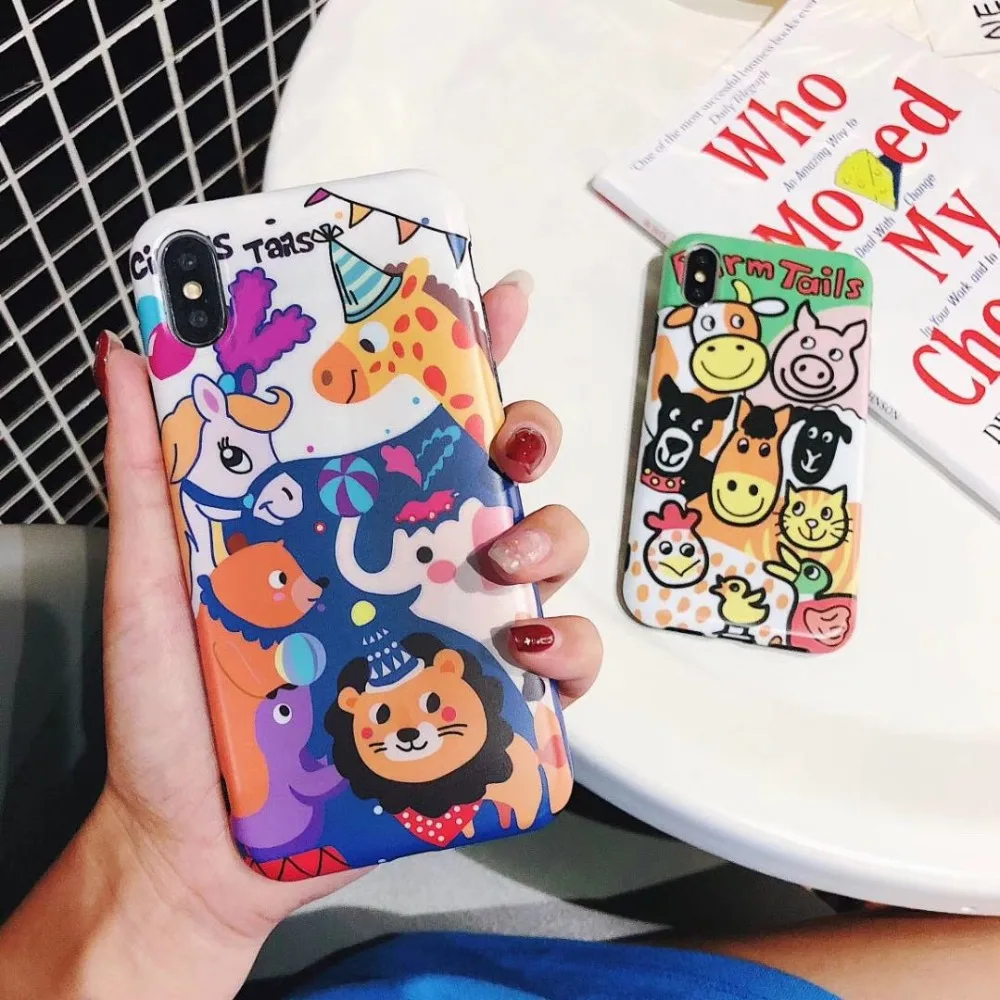 Luxury Brand IMD Soft Silicone Cover for iPhone case 11 Pro X XS Max XR 7 8 Plus 6 6S Cute Lion Cartoon Happy Animal Zool Coque |