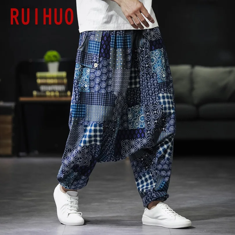 RUIHUO, Национальный стиль, Мужские штаны, Японская уличная одежда, спортивные штаны, мужские брюки для бега, брюки мужские тренировочные в стиле хип-хоп, XXXL, осень