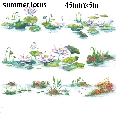 summer lotus Роза цветочный васи клейкая лента наклейка для скрапбукинга цветок маскирующая лента материал Эсколар вазитап Papelaria школьные принадлежности - Цвет: summer lotus