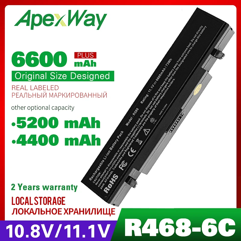 

5200mAh laptop battery for Samsung R468 R470 R478 R480 R507 R517 R518 R519 R520 R522 R530 R590 R580 R718 R728 R730 RC410 RC510