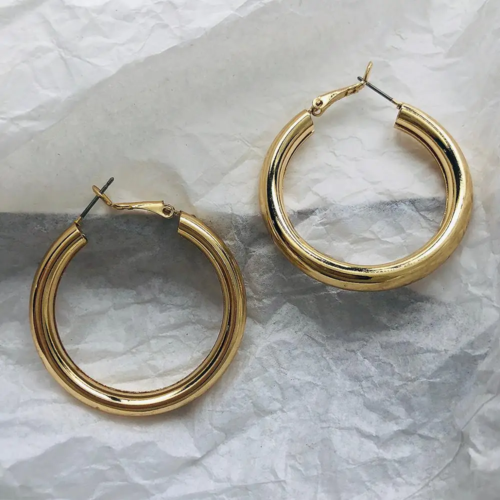 Oversize Hoop Earrings For Women Wide Big Metal Round Circle Statement Earrings