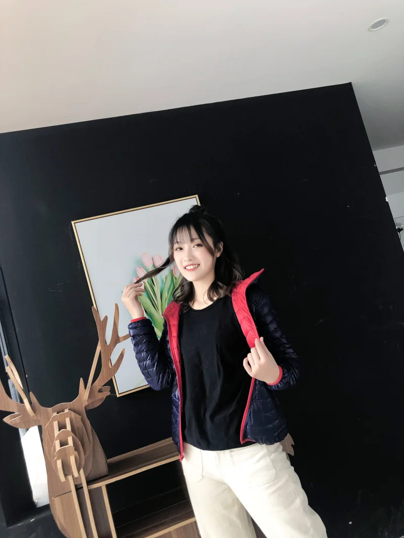 New Style Autumn And Winter Warm Slim Fit Slimming Stand Collar Double-sided Wear Thin down Jacket Women's Short Coat Rever