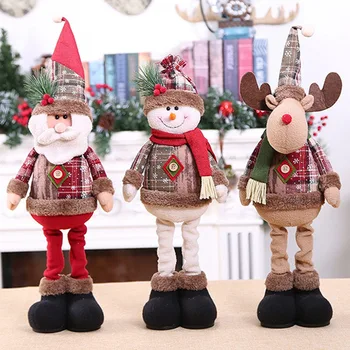 

1Pcs Kerst Poppen Boom Decor Nieuwjaar Ornament Rendier Sneeuwpop Kerstman Staande Pop Decoratie Vrolijke Christma
