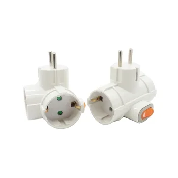 

European Type Conversion Plug 1 to 3 Ways Power Adapter Socket with Switch 16A 250V Travel Home Wall Charger EU Plug Socket