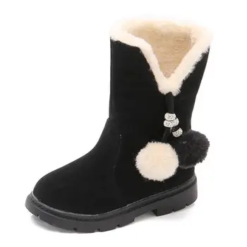 

2019 kids Girls boots Winter warm plus velvet girls boots newest children's high boots wool little girl princess fashion boots