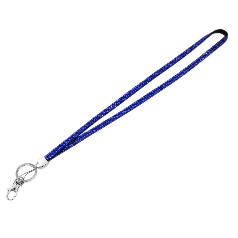 Royal Blue Унисекс Украшенные стразами Bling шейный ремешок на заказ и удостоверение личности мобильного телефона, ключа Держатель Кольцо для Повседневное Спорт - Цвет: Royal Blue