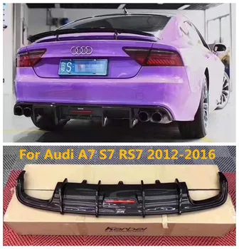 buy Carbon fiber Car Rear Spoiler Lip Auto Diffuser Met lamp Voor Audi A7 S7 RS7 2012 2013 2014 2015 2016