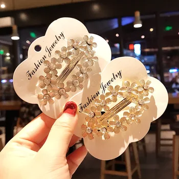 

Western Style Hair Barrettes Metal Gold Plating Spring Hair Clips Luxury Rhinestone Flower Type Ponytail Holders Hair Jewelry