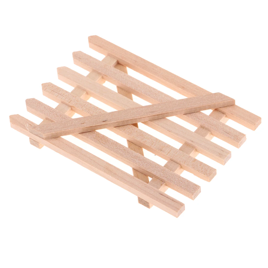 Unpainted 1/12 Dolls House Miniature Wooden Barrier Fence Gate Model DIY Accessories Collections