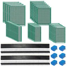 Hot 3C-62Pcs PCB Board Kit Includes 32Pcs Double Sided Prototype Boards, 20Pcs Header Connector and 10 Pcs Screw Terminal Blocks