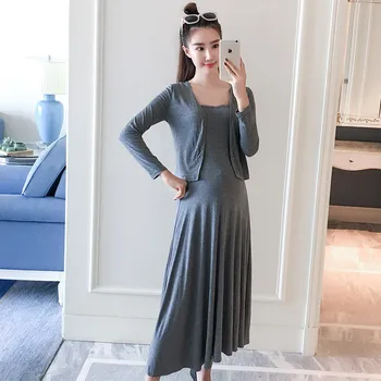 

New Style Modal Comfortable Long Sleeve Two-Piece Set Pregnant Women Dress