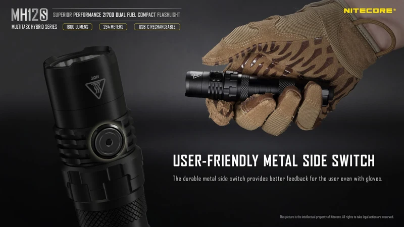 NITECORE MH12S 1800 Lumens 21700 Dual Fuel Compact Flashlight (19)