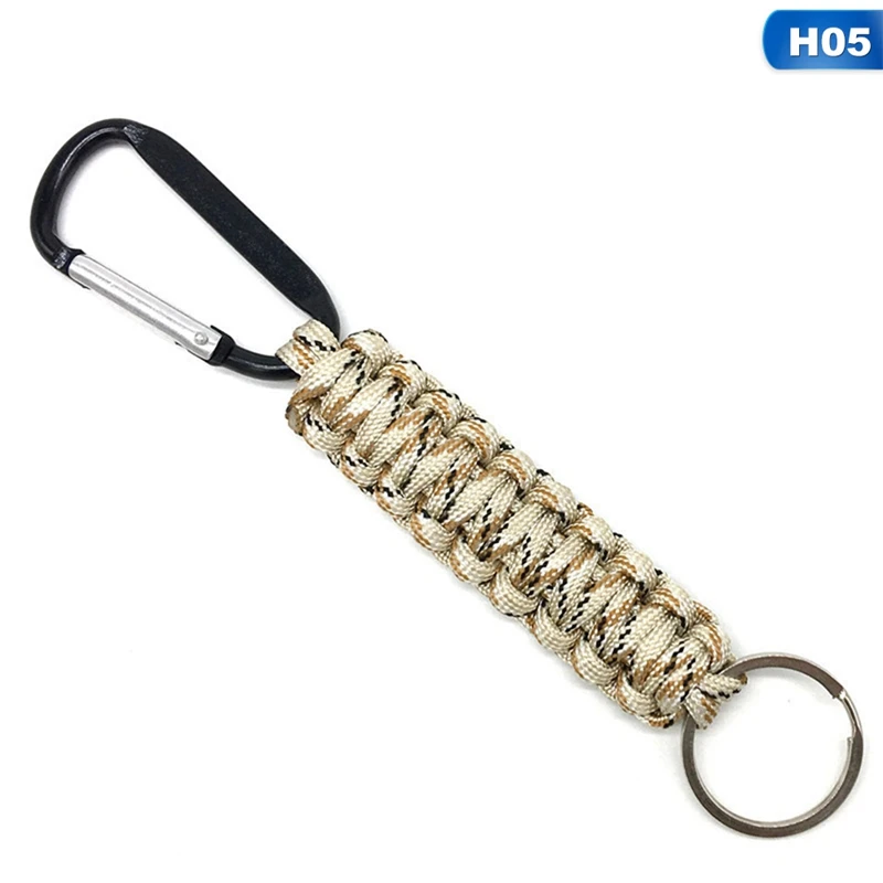 

1PC Outdoor Survival Kit Parachute Cord Keychain Military Emergency Paracord Rope Carabiner for Keys 220kg Tensile Strength