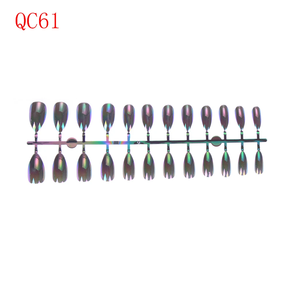 QC61 Glitter 24 шт. ABS красный цвет модные остроконечные острые накладные ногти Популярные Накладные ногти инструменты для наращивания ногтей - Цвет: QC61 Glitter