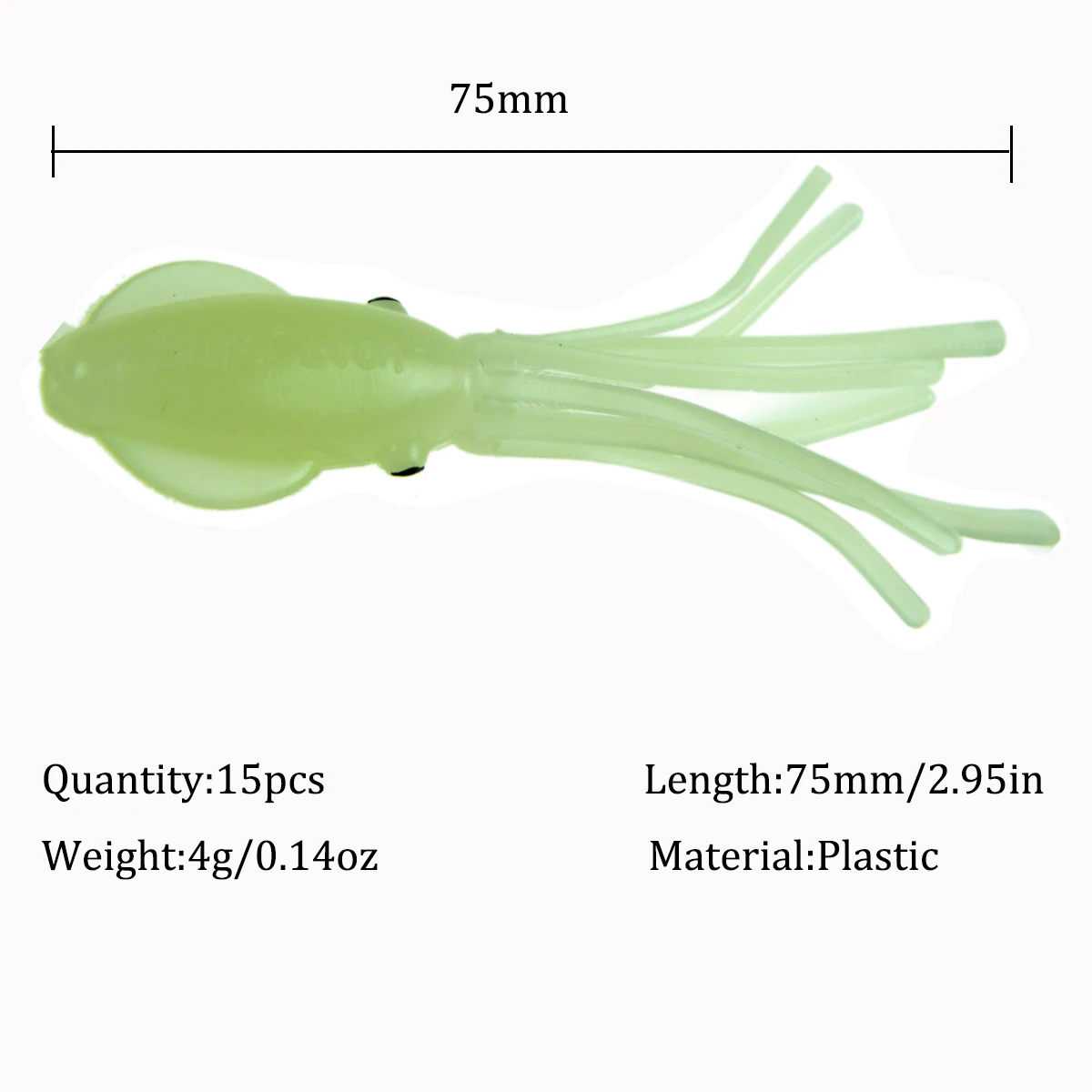 15 шт. 75 мм 4 г светящаяся Осьминог рыболовная Реалистичная приманка светящаяся юбка кальмара искусственная морская приманка рыболовные приманки-Воблеры pesca