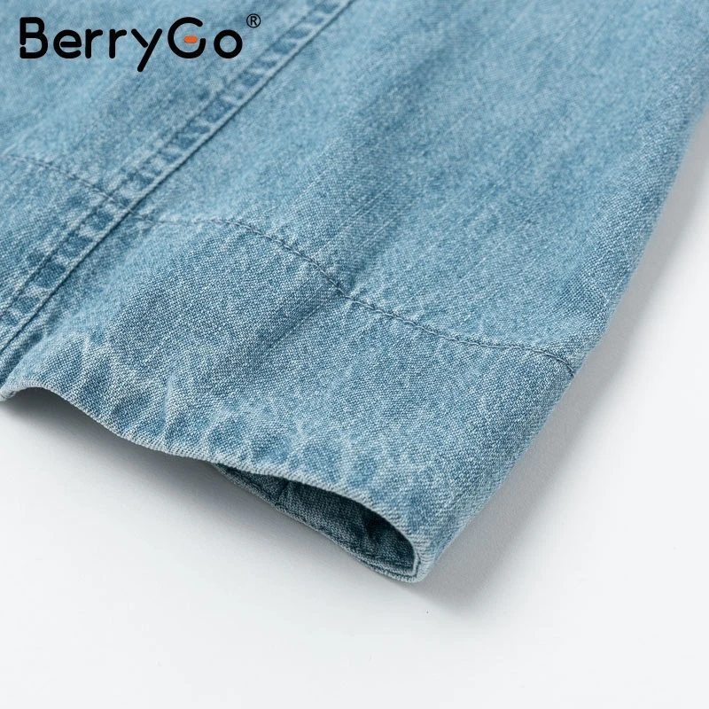 BerryGo Сексуальная джинсовая Блуза на пуговицах для женщин Винтажная квадратная джинсовая куртка с воротником блузки Топы шикарные эластичные с пышными рукавами осенние женские рубашки