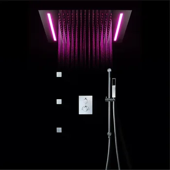 

Luxury 3 Functions Shower System Bathroom LED Shower Set 304 Stainless Steel Rain Showerheads Concealed Mixer Thermostatic Valve