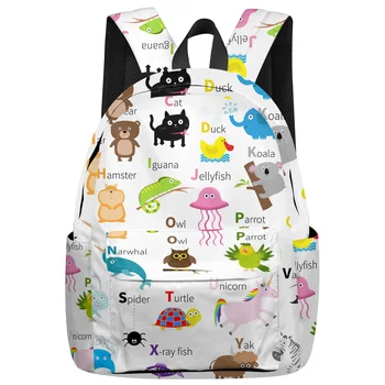 

Alphabet Animal Baby Enlightenment Cartoon Backpack College Students Laptop Backpack Book Bag Casual School Bag