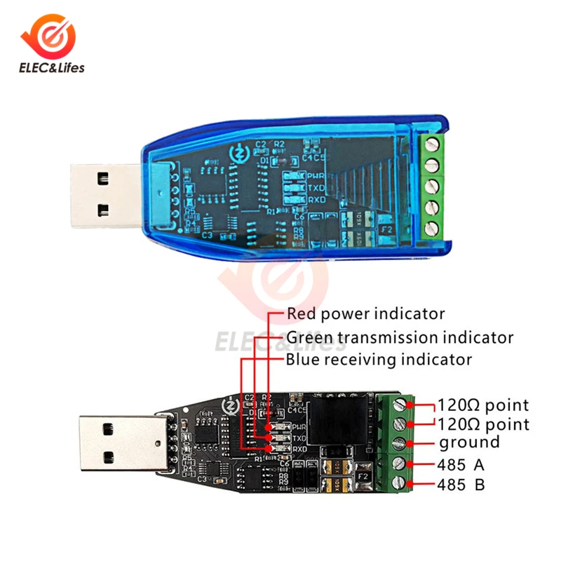 Изолированный преобразователь USB для RS485 модуль связи защита ТВ короткое