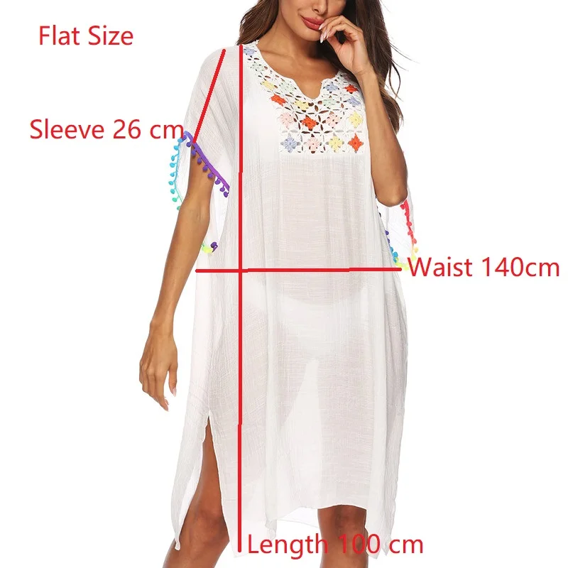 V neck white Кружевное пляжное платье, купальник, накидка для женщин, бикини, накидка, туника, купальный костюм, черная пляжная одежда, сексуальный, размера плюс, прозрачный - Цвет: V neck white