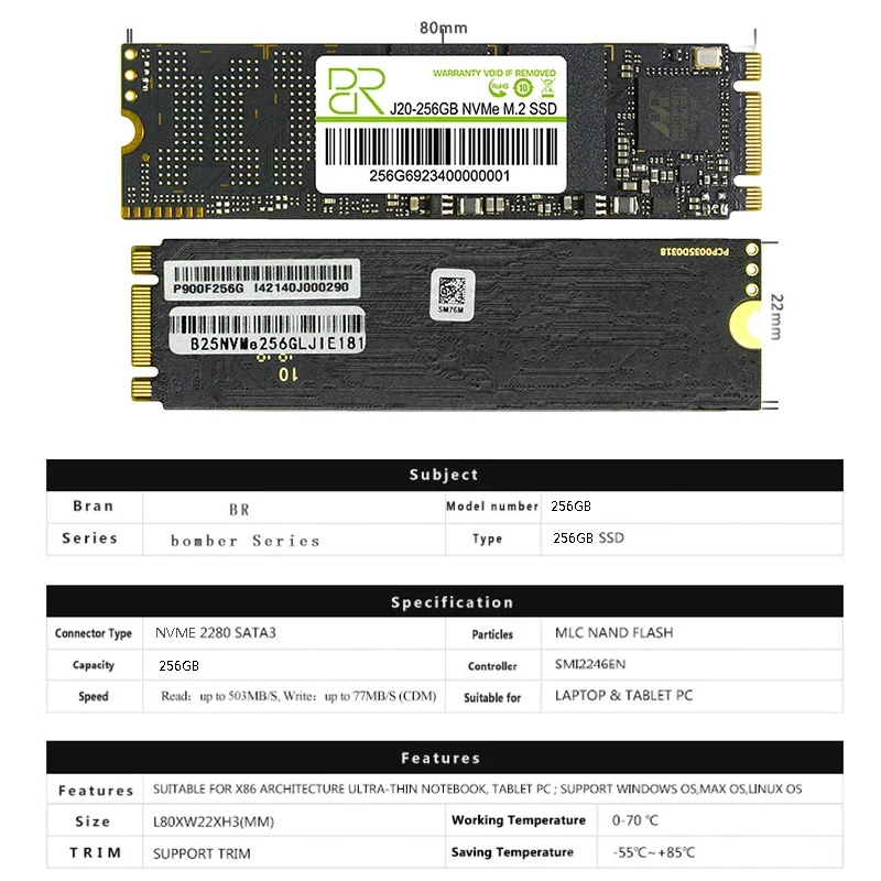 BILLION резервуар SSD M.2 2280 SSD NVME 256GB Hdd для ноутбука/планшета