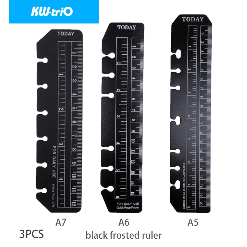 KW-triO Creative Loose Leaf Notebook Bookmark Ruler Index Ruler Separator Mark Flexible Measurement Portable A5 A6 A7 3pcs