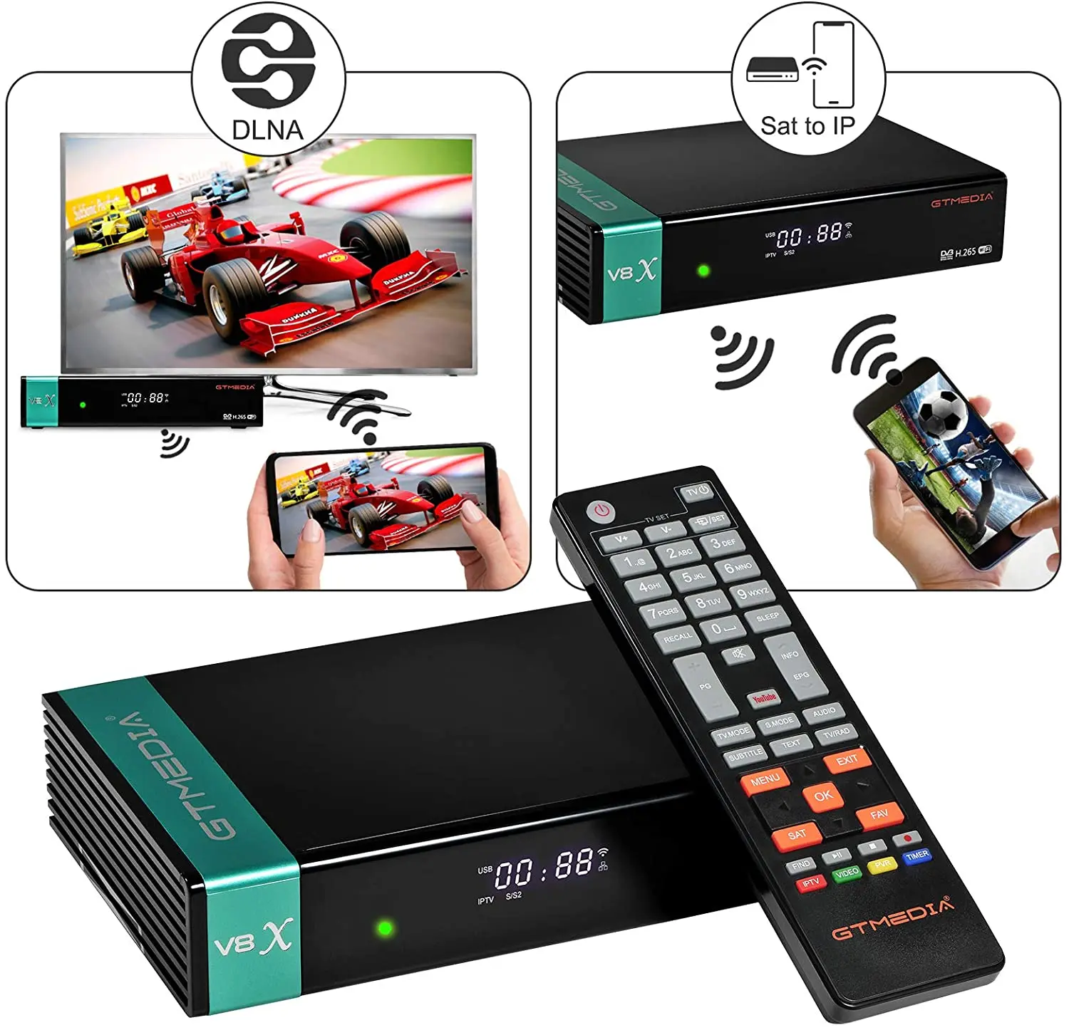 V8X GTMedia,1080P H.265 Ǯ HD,  ű DVB-S/S2/S2X,  CA ī  ccam  WIFI,  