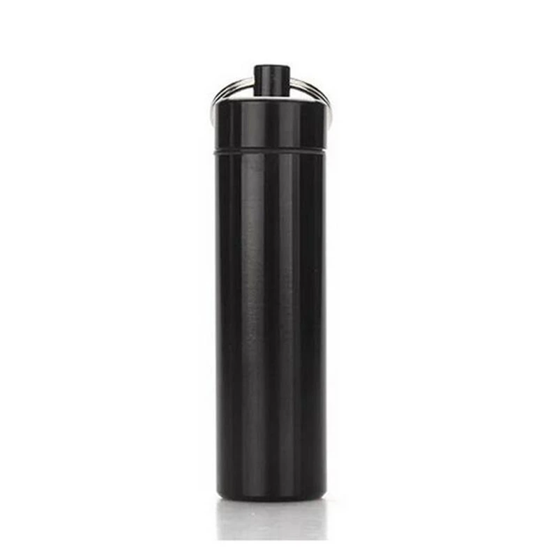 Водонепроницаемый Карманный держатель для зубочисток, бутылка для уплотнения, экологичный ультралегкий портативный чехол из алюминиевого сплава для таблеток, контейнер для путешествий - Цвет: black