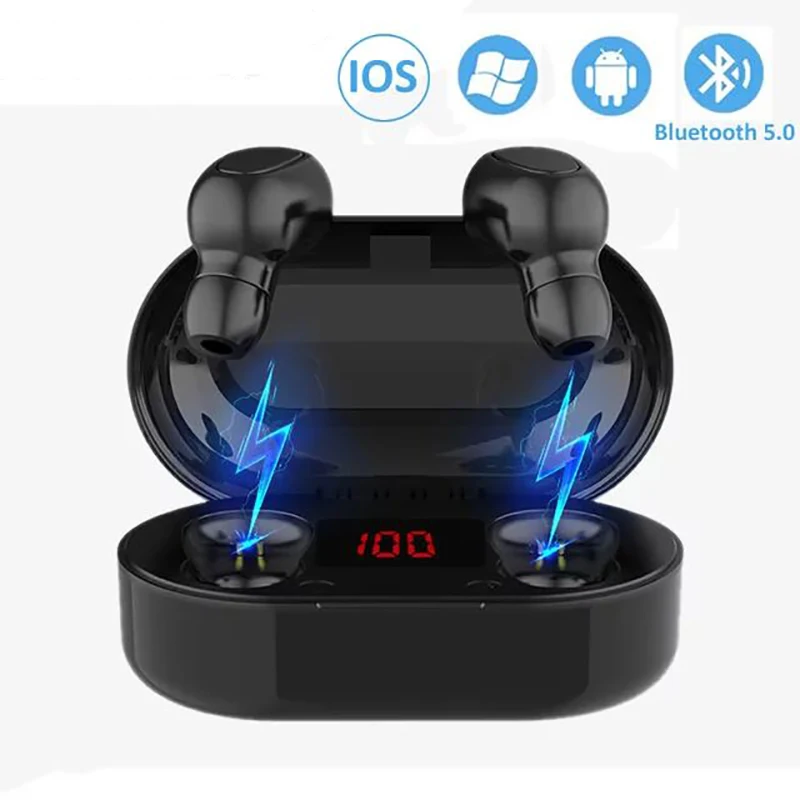 TWS Bluetooth Earphone With Microphone LED Display Wireless Bluetooth Earbuds Earphones Waterproof Noise Cancelling Headsets