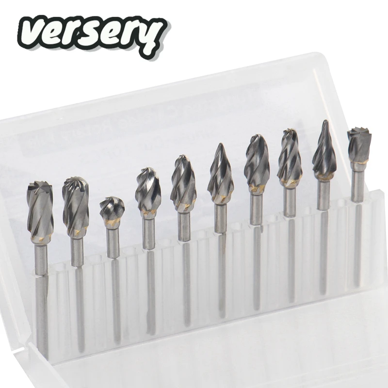 Free Shipping 10PCS/Set 3mm Shank 6mm Coarse Teeth Tungsten Carbide Rotary File Burr For Grinding Wood Aluminum Milling Cutter