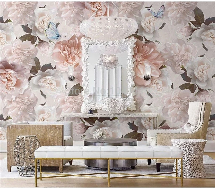 papel de parede com qualquer tamanho papel de parede flores pintadas plano de decoração para casa