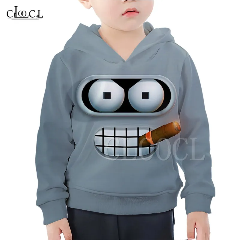 children hoodie 1 Популярная детская толстовка с капюшоном и 3D-принтом «робот-Футурама» для мальчиков и девочек; детская толстовка с капюшоном; Семейные комплекты - Цвет: children hoodie 1