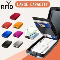Men Metal Smart Card Holder Bankcard Blocking Hard Case Short Wallet Male Credit Card RFID Safe Anti-theft Scanning Protect 1