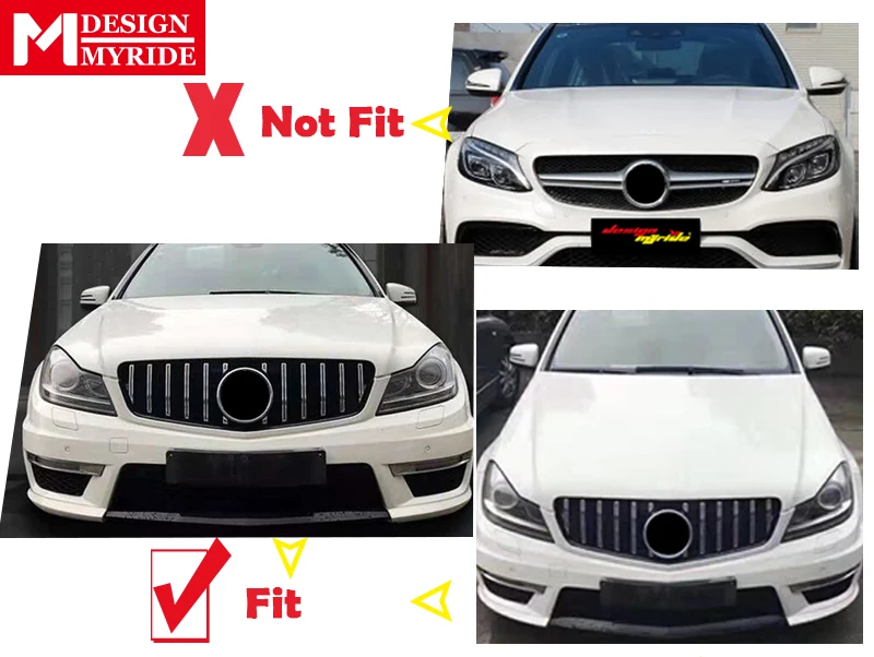 Прямая замена для Mercedes C Class W204 C204 Спортивная Передняя GTS решетка решетки ABS черный глянец C180 C180 C200 C250 C300 07-14
