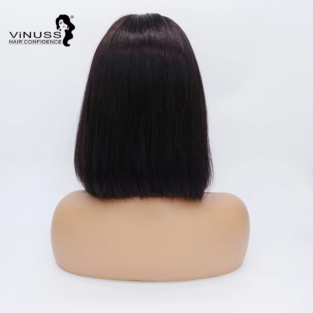 Vinuss Шелковый Топ кружевной парик короткий парик-Боб для черных женщин бразильский кружевной передний парик человеческих волос 8 дюймов 10