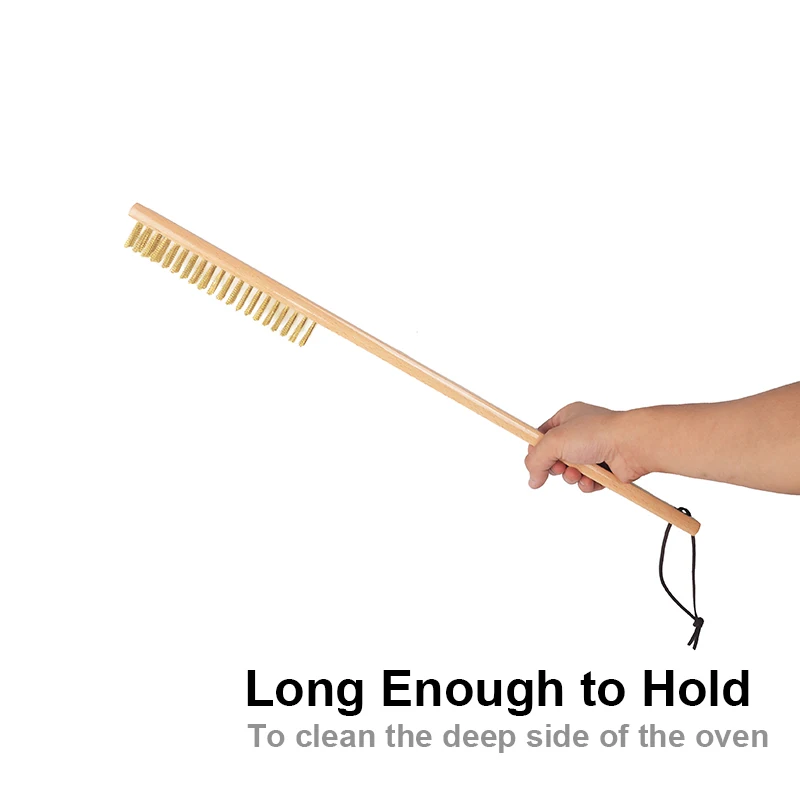 PizzAtHome Pizza Oven Copper Brush Bristle Brass Wood Handle Grill Cleaning Oven Small Brush for Small Roccbox Onni Koda