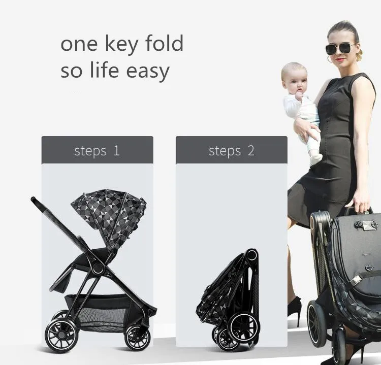 luxurious 3 in 1 baby stroller aluminium alloy baby pram leather two-way shock baby trolley with gifts