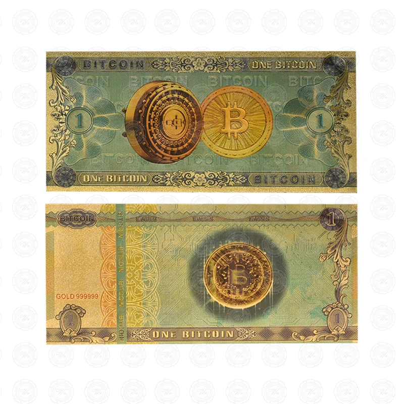 Один Биткоин золото banknotes с битом монета поддельные денежные банкноты BTC подарок деталь для коллектора банкнот Прямая поставка