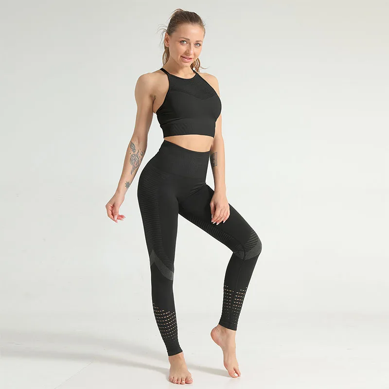 CHRLEISURE бесшовный спортивный комплект из 2 предметов женское нижнее белье для