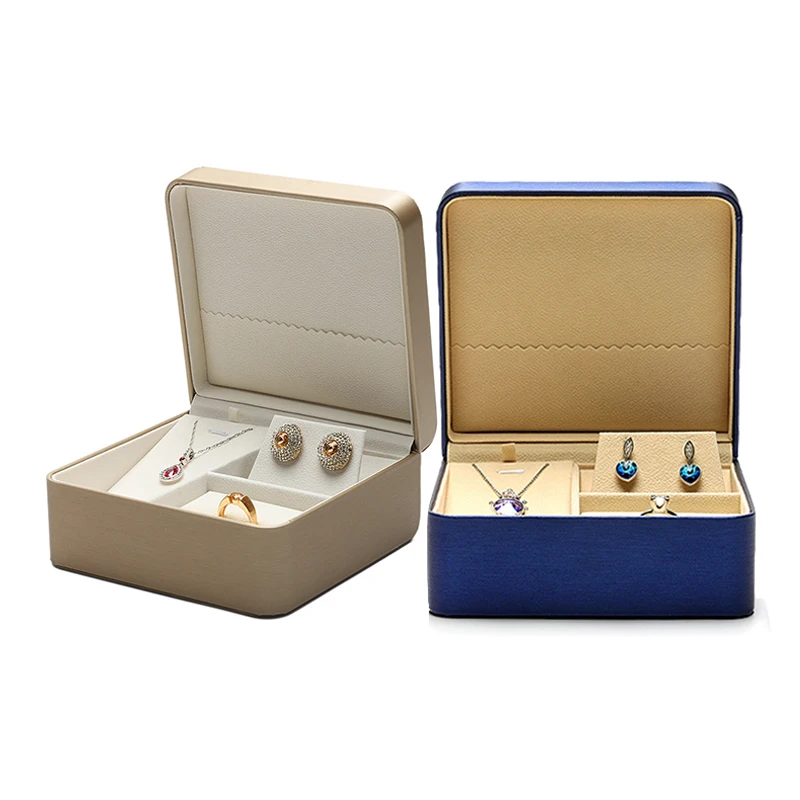 

New Portable Travel Jewelry Storage Box PU Leather Jewelry Organizer for Earrings Ring Necklace Jewellery Display Case Casket