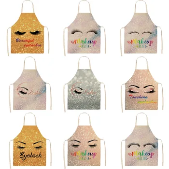 

Eyelash Women Kitchen Aprons Waterproof Cooking oil-proof Cotton Linen Antifouling Chef Apron Cleaning 68*55cm 0060