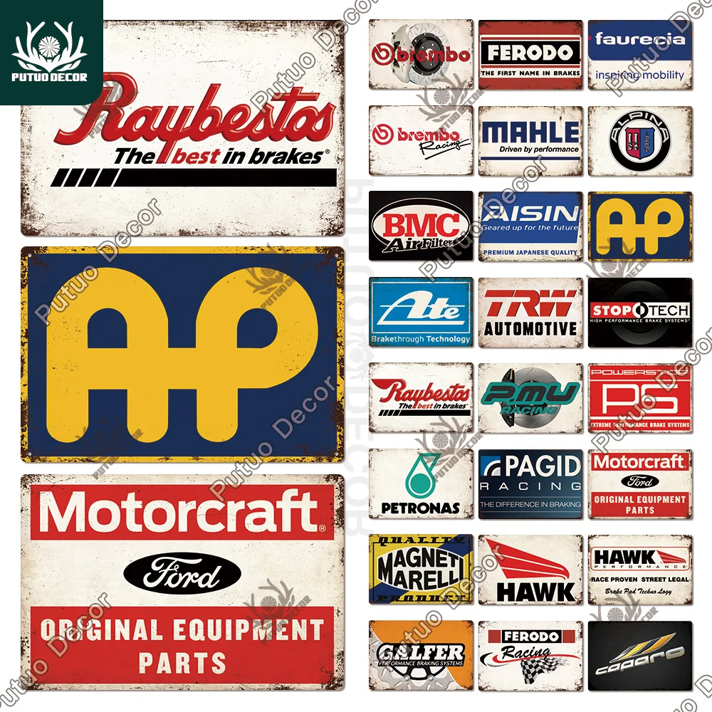 

Putuo Decor Auto Parts Sign Vintage Tin Signs Metal Poster for Garage Workshop Car Parts Sign Advertising Plate Wall Deocr