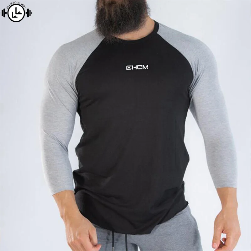 Новые мужские рубашки для тренировки с длинными рукавами футболки бега Осенний