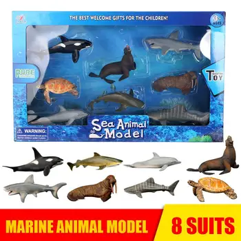 

8pcs/set Marine Organism Simulation Animal Dinosaur Wildlife Model Children Puzzle Early Education Gift Mini Jungle Animal Toy