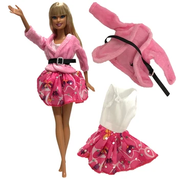 

NK One Set Doll Dress Pink Coat+Dress Clothes Fashion Outfit For Barbie Noble Doll Best Child Toys Girls'Gift 277B 3X