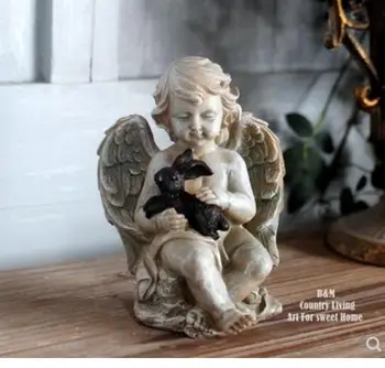 

Exquisite craft painted garden European retro do old gentle embrace rabbit Angelic household Garden garden ornaments